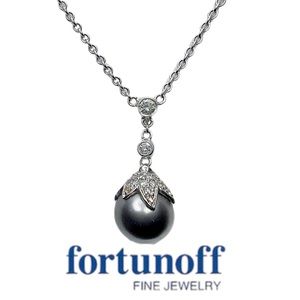 ✨ FORTUNOFF | 18K TAHITIAN PEARL 2.0 CARAT DIAMOND NECKLACE 18” | $4K RETAIL✨